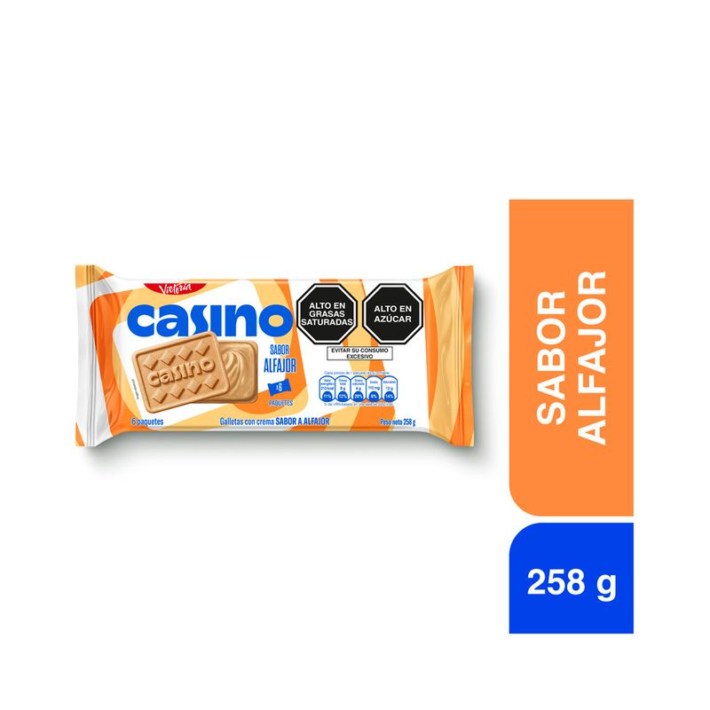 Galleta CASINO Sabor Alfajor Bolsa 43g Paquete 6un